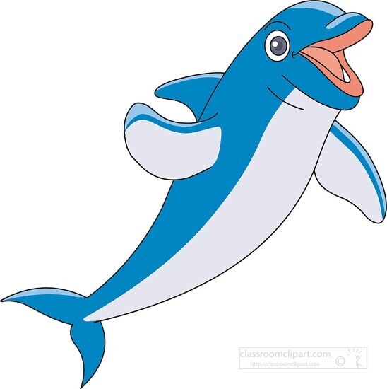 smling cartoon style dolphin clipart