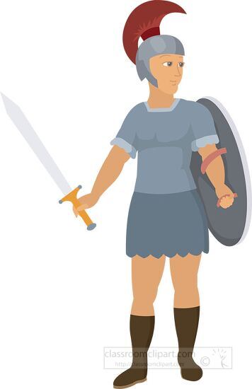 soldier uniform sword shield ancient rome clipart