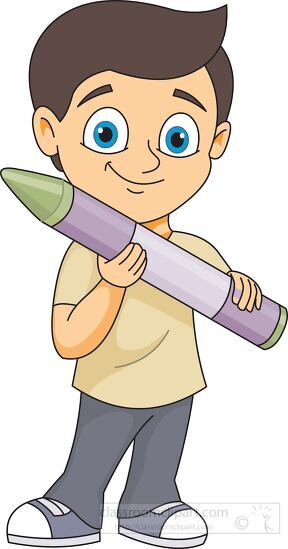 student holding large crayon clipart 5985