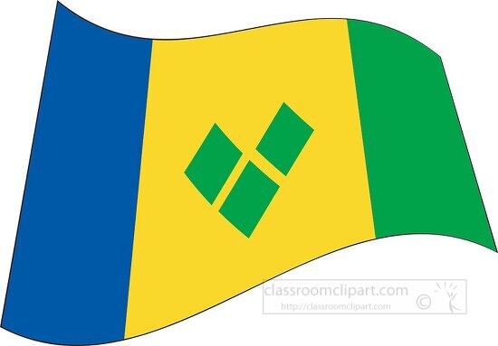 StVincent Grenadines flag flat design wavy clipart