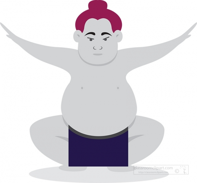 sumo wrestler crouch pose vector gray color