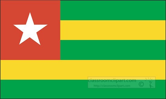 Togo flag flat design clipart
