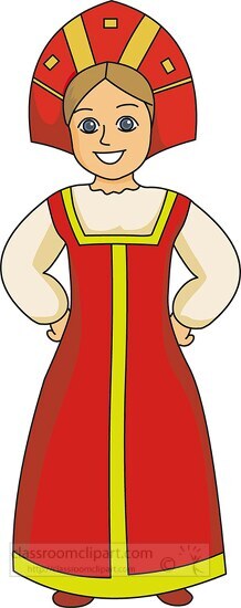 traditional costume woman russia clipart