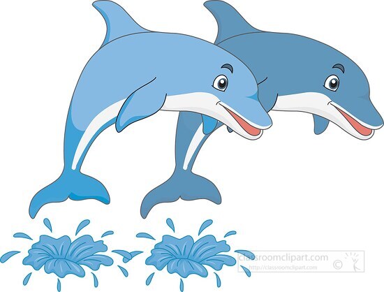 two dolphins jumping out of water clipart