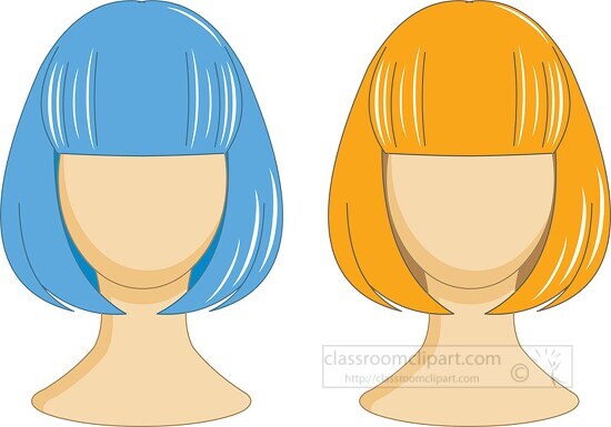 two wigs blue and golden color clipart