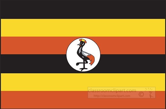Uganda flag flat design clipart