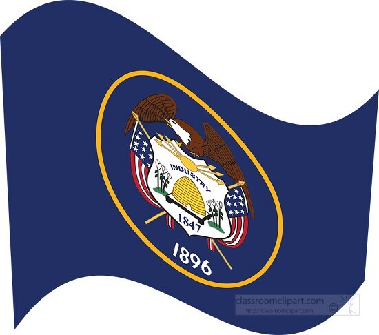 utah state flat design waving flag