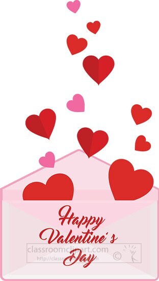 valentines envelope with hearts love you clipart