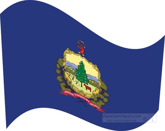 vermont state flat design waving flag