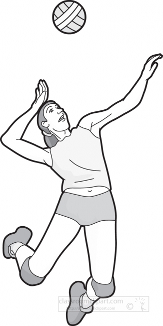 volleyball smash grayscale clipart