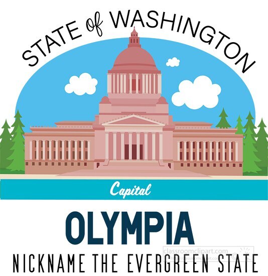 washington state capital olympia nickname evergreen state vector
