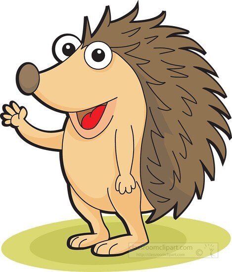 waving hedgehog cartoon character clipart