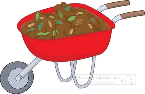 wheelbarrow full gardening dirt clipart