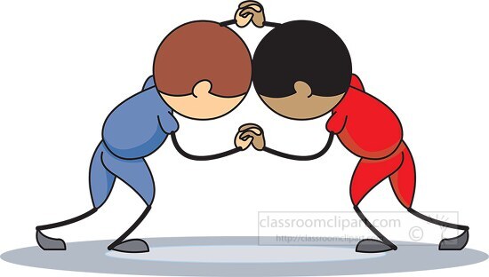 wrestling two players competing clipart