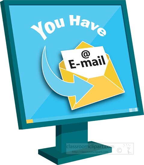 you have email on computer monitor clipart