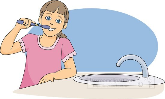 Young Girl Brushing her Teeth