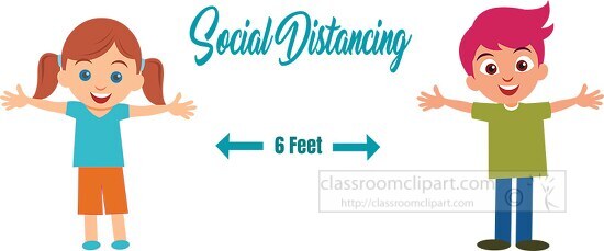 young students social distancing six feet virus