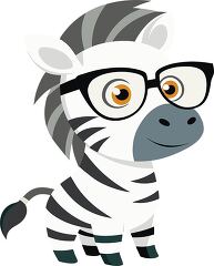 a cute studious zebra wearing glasses cartoon style