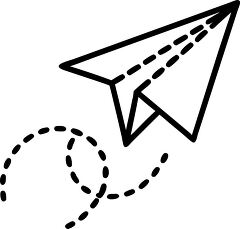 a paper airplane in flight with a dotted trail 