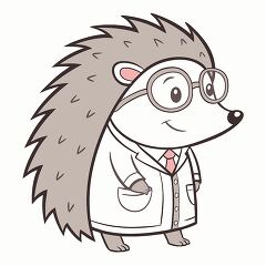 Academic hedgehog wearing a coat and glasses