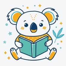 adorable koala reading a book