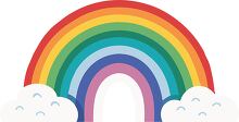 adorable rainbow clipart with smiling clouds