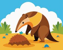 anteater under a clear sky with scattered clouds