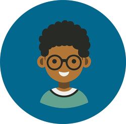 avatar of a boy with curly hair and glasses