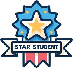 badge with stars and a ribbon star student