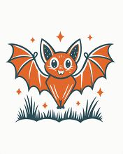 bat with big eyes cartoon style with bold lines