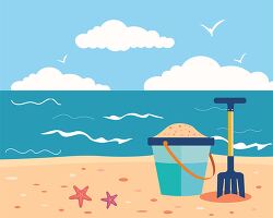 beach clipart with a bucket and spade starfish