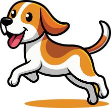 beagle dog jumps in the air clipart