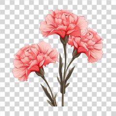 Beautiful Pink Carnation Flowers With Detailed Leaves