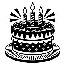 birthday cake clipart with striped candles