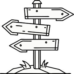 Black and white hand drawn wooden signpost