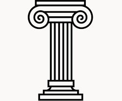 black and white illustration of a classical column