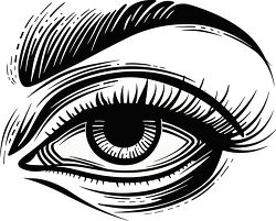 Black and white illustration of an eye line drawing
