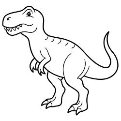 black and white outline illustration of a T Rex clipart