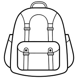 black outline backpack in line art style clipart
