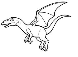 black outline illustration of a pterodactyl in flight clipart