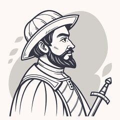 black outline portrait of magellan portugese explorer