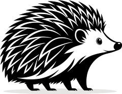 Black silhouette of a hedgehog with pointed quills