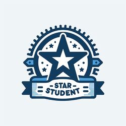 blue badge star student text