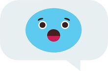 blue emoji character with wide eyes