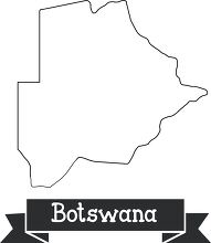 botswana black outline text on ribbon