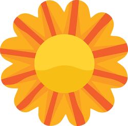 bright sun with a gradient orange center and yellow rays clipart