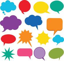 Brightly colored speech bubbles