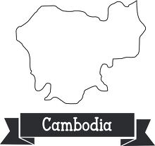 cambodia black outline text on ribbon