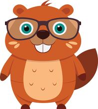 cartoon beaver character in glasses