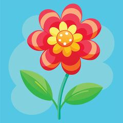 Cartoon flower design with vibrant hues ideal for summer decoration